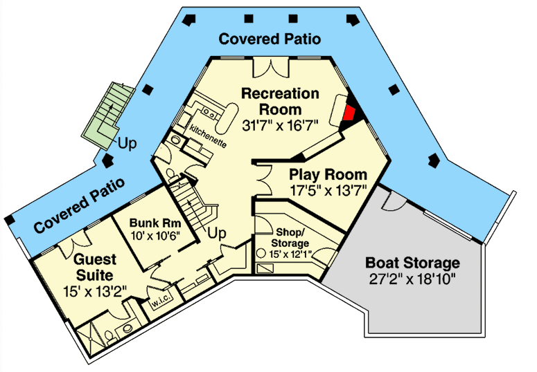 Plan 72661DA: Stately 4-5 Bed Georgian House Plan with Hexagonal Great Room - Floor Plan - Lower Level - Contemporary, Georgian, Traditional