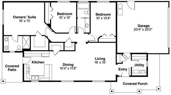 Plan 72664DA: Spacious Ranch Home Plan - Floor Plan - Main Level - Northwest, Ranch