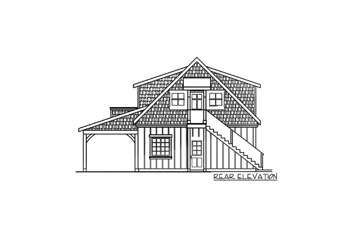 Plan 72667DA: Detached 650  Sq Ft Garage with Dormered Living Area - 804 Sq Ft - Image #4 - Carriage, Country, Craftsman, Rustic