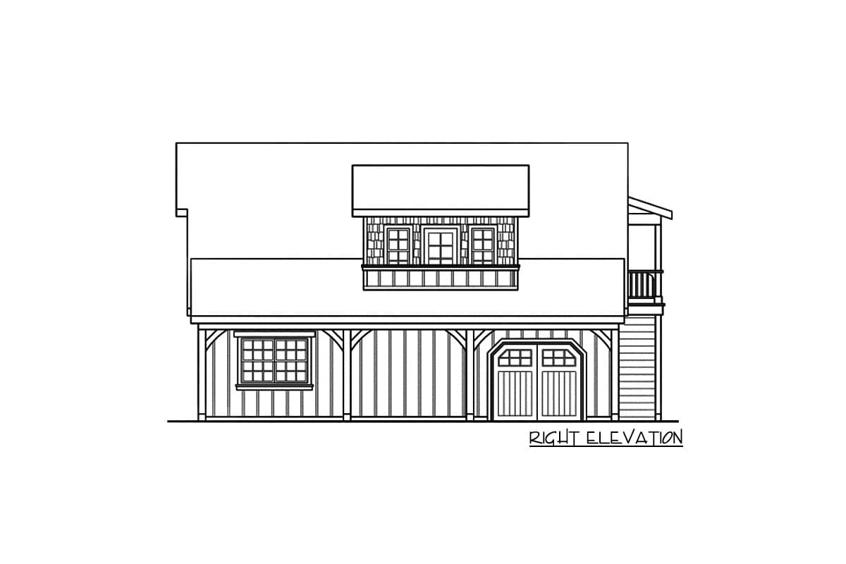 Plan 72667DA: Detached 650  Sq Ft Garage with Dormered Living Area - 804 Sq Ft - Image #5 - Carriage, Country, Craftsman, Rustic