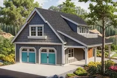 Detached 650  Sq Ft Garage with Dormered Living Area - 804 Sq Ft