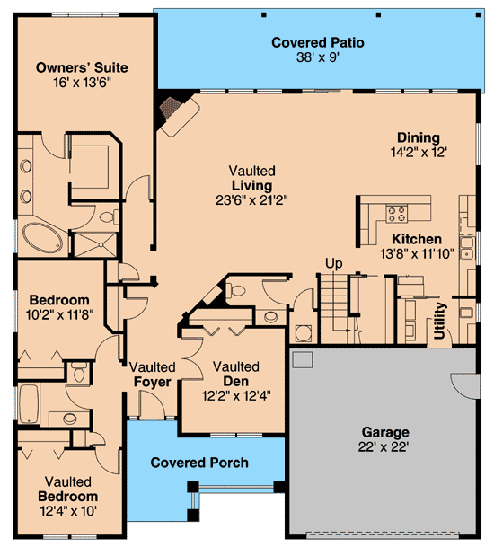 Plan 72686DA: Craftsman Ranch Home Plan - Floor Plan - Main Level - Craftsman, Northwest