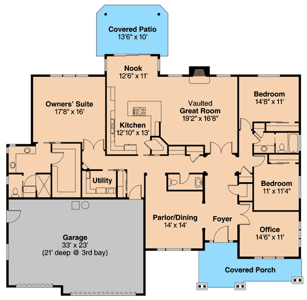 Plan 72688DA: 3 Bed Northwest Ranch Home Plan - Floor Plan - Main Level - Northwest, Ranch