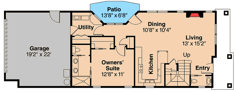Plan 72695DA: 3 Bed Townhouse Plan With Options - Floor Plan - Main Level - Northwest, Traditional