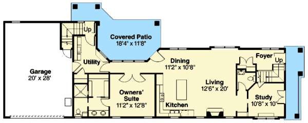 Plan 72713DA: Townhouse Style Home Plan - Floor Plan - Main Level - Traditional