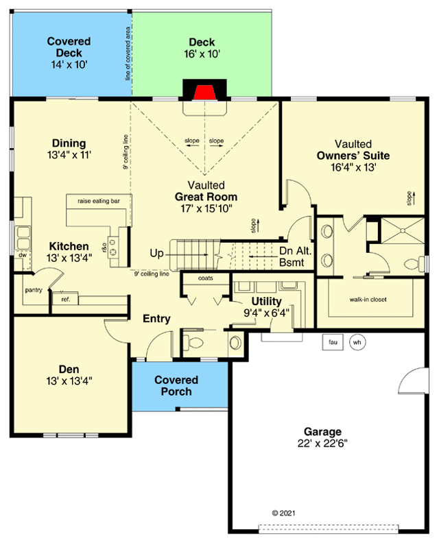 Plan 72724DA: Bright And Open Cottage - Floor Plan - Main Level - Cottage, Craftsman, Northwest