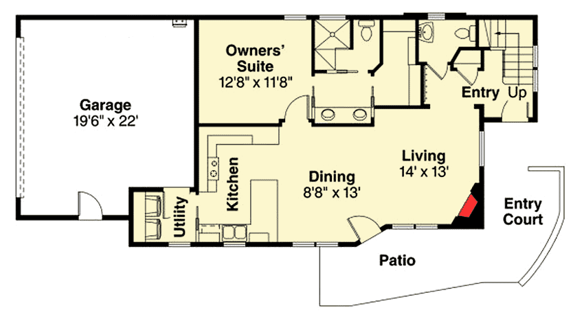 Plan 72732DA: Townhouse Plan With Rear Garage - Floor Plan - Main Level - Contemporary, Northwest
