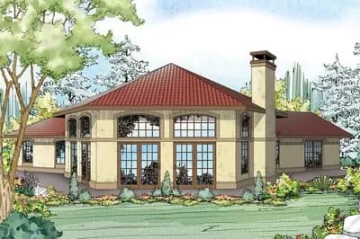 Hexagonal Mediterranean House Plan