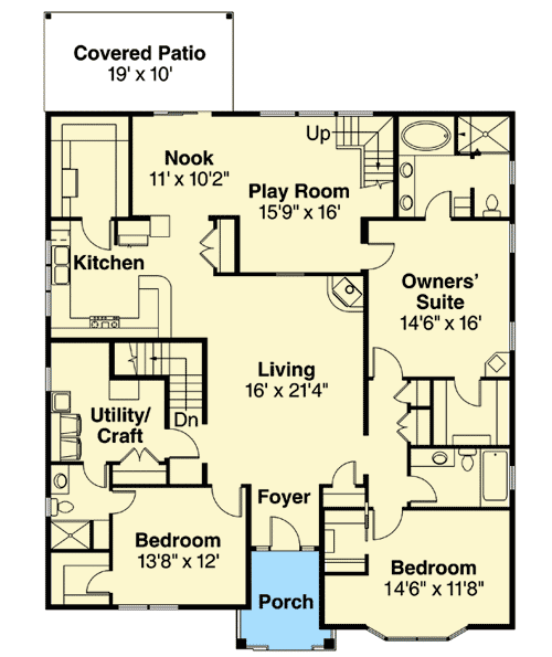 Plan 72741DA: For The Front Sloping Lot - Floor Plan - Main Level - Craftsman, Northwest