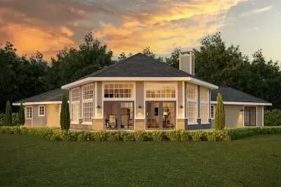 Contemporary House Plan With Hexagonal Open Floor Plan - 2351 Sq Ft