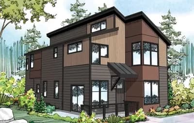 Modern Townhouse-Style House Plan with Main Floor Master Suite - 1533 Sq Ft