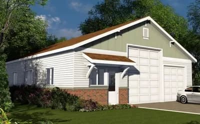 2000 Square Foot 4-Car Detached Garage Plan with RV Bay