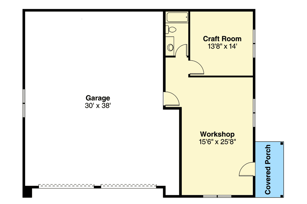 Plan 72766DA: 2 Car or 4 Car Tandem Garage Plan with Workshop - 1257 Sq Ft Garage and 753 Sq Ft Shop - Floor Plan - Main Level - Traditional