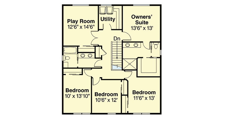 Plan 72773DA: 4 Bed Home With 2 Car Detached Garage - Floor Plan - 2nd Floor - Northwest, Shingle