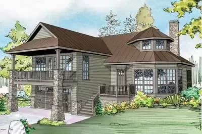 Sloping Lot Split Level House Plan