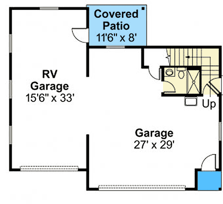 Plan 72796DA: Carriage House with RV Parking - Floor Plan - Main Level - Carriage