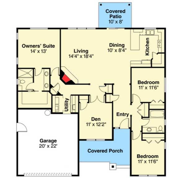 Plan 72802DA: 3 Bed Home Plan with Tasteful Touches - Floor Plan - Main Level - Cottage, Craftsman