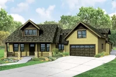 4 Bed Bungalow House Plan with Angled Garage - 2840 Sq Ft