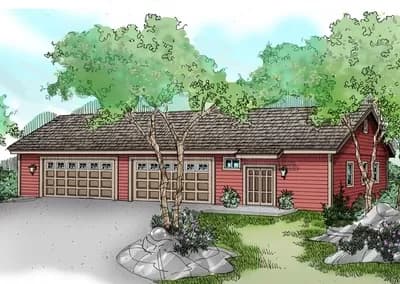 Garage with Vaulted Hobby Room