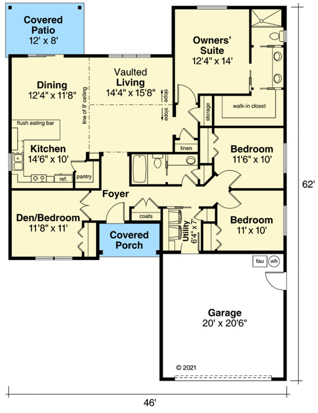 Plan 72812DA: Ranch for Family and Aging In Place - Floor Plan - Main Level - Ranch, Traditional