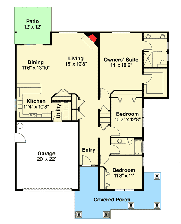 Plan 72813DA: Compact and Roomy Craftsman Cottage - Floor Plan - Main Level - Cottage, Craftsman, Northwest