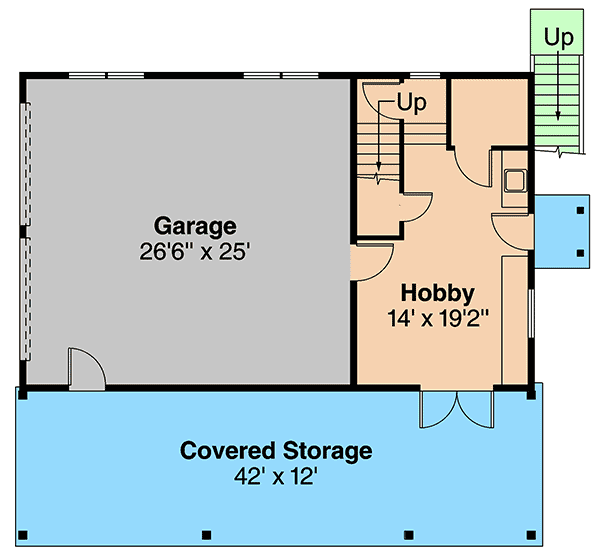 Plan 72816DA: Craftsman Garage with Living Area and Shop - Floor Plan - Main Level - Carriage, Craftsman