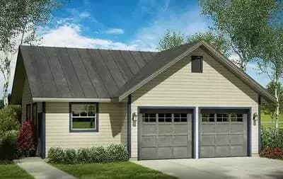 2 Car Garage Plan with Shop