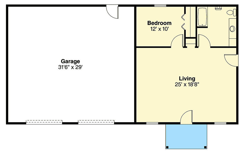 Plan 72824DA: Single Family or Garage Home Plan - Floor Plan - Main Level - Carriage, Ranch