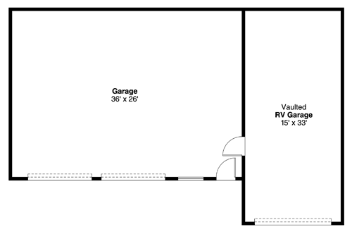 Plan 72826DA: 2 Car Garage with Bonus RV Garage - Floor Plan - Main Level