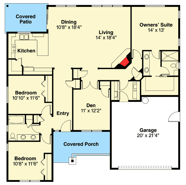 Plan 72834DA: 3 Bed Craftsman with One Floor Living - Floor Plan - Main Level - Craftsman, Northwest