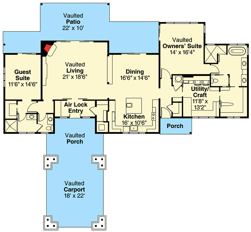 Plan 72843DA: Rustic Northwest Ranch House Plan - Floor Plan - Main Level - Northwest, Ranch