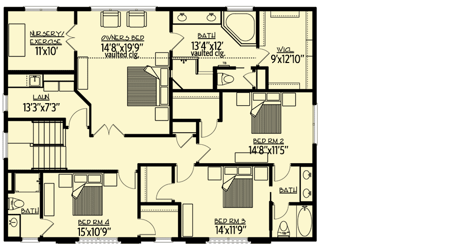 Plan 73337HS: Stunning Craftsman Home with Sunroom - Floor Plan - Second Level - Craftsman, Northwest, Traditional
