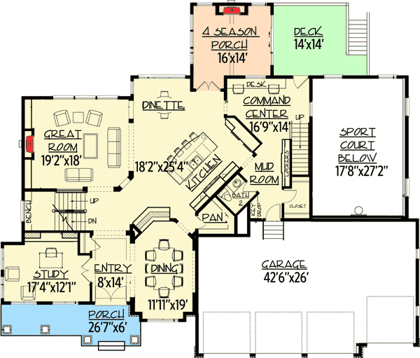 Plan 73340HS: Dad's Dream Home Plan - Floor Plan - Main Level - Craftsman, New American, Northwest