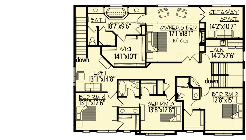 Plan 73347HS: House Plan for Game and Sports Lovers - Floor Plan - Second Level - Craftsman, New American, Northwest, Traditional