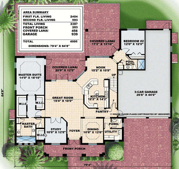 Plan 76012BW: Huge Second Floor Loft - Floor Plan - Main Level - European, Florida-Style