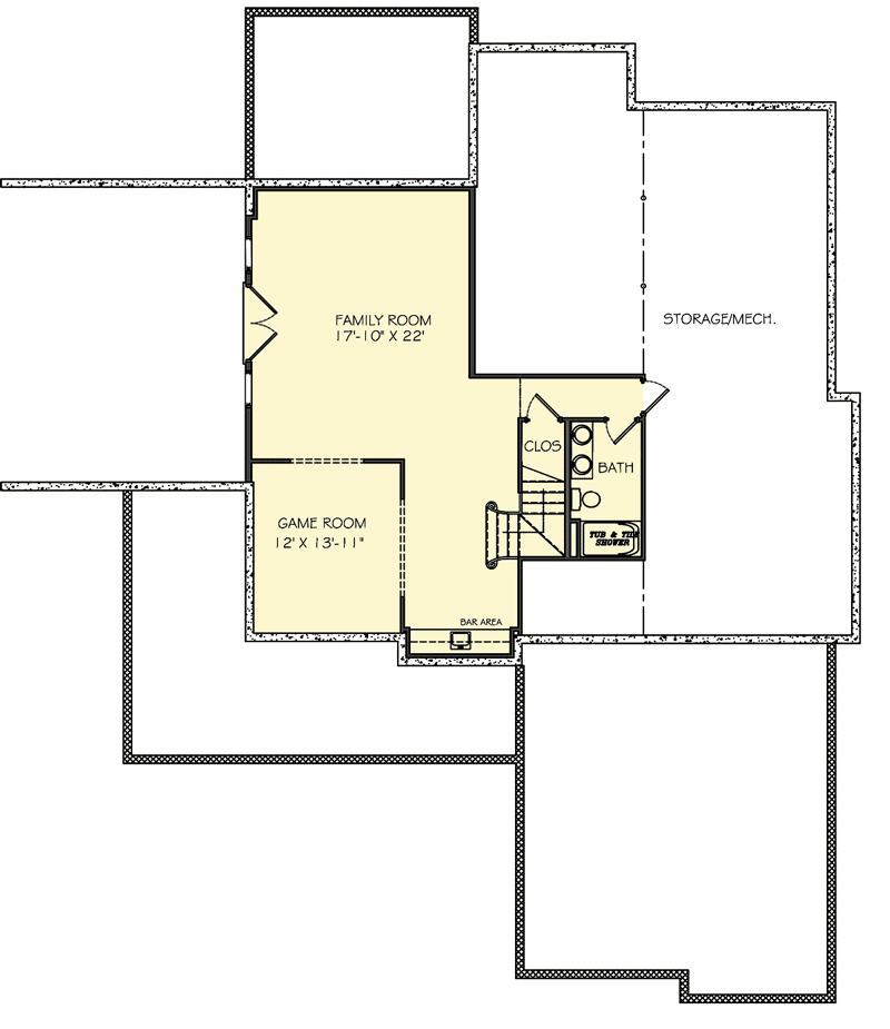 Plan 77601FB: Exclusive Country Farmhouse with 2 Master Suites - Floor Plan - Lower Level - Country, Farmhouse, Traditional