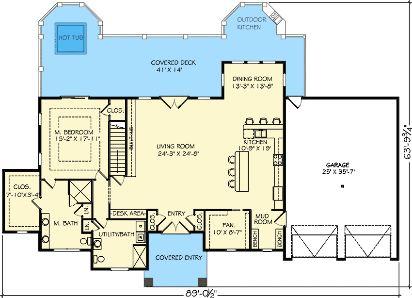 Plan 77604FB: Exclusive Ranch with Huge Rear Deck - Floor Plan - Main Level - Ranch, Traditional