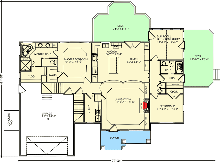 Plan 77614FB: Craftsman with Lots of Expandable Space - Floor Plan - Main Level - Craftsman, Northwest