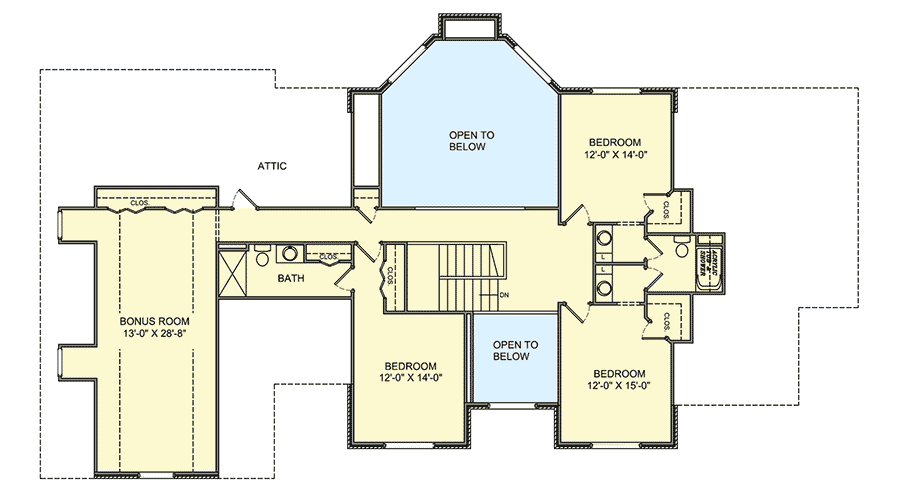 Plan 77616FB: Five Bedroom Brick Traditional House Plan - Floor Plan - 2nd Floor - Traditional