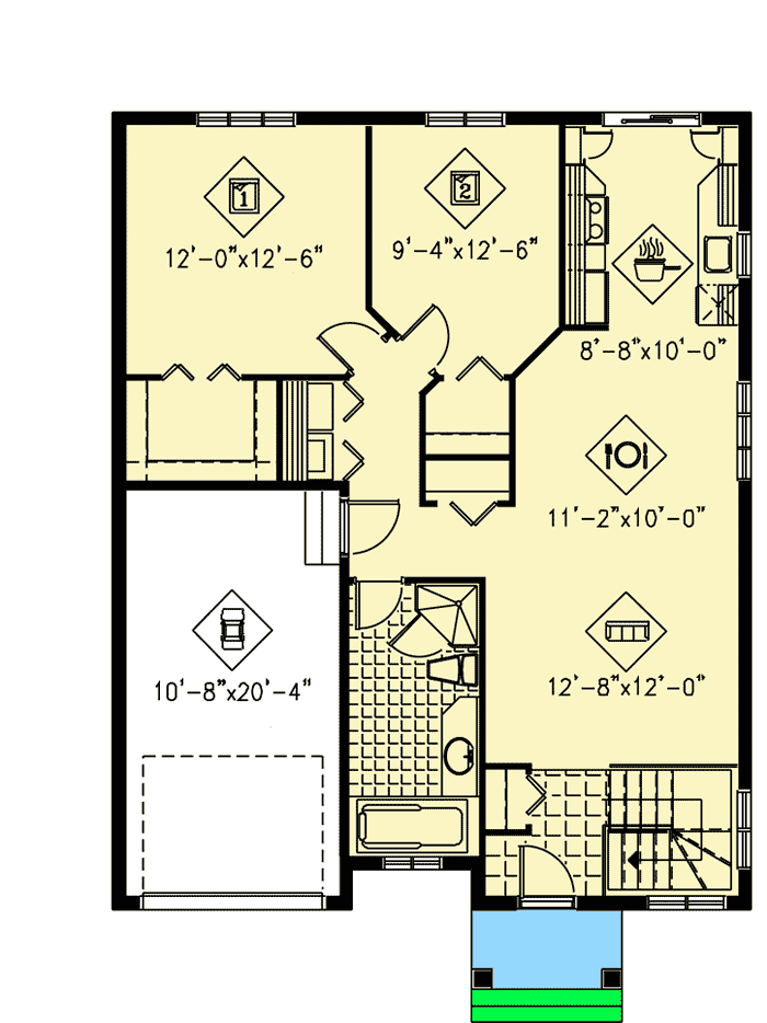 Plan 80014PM: Compact Two Bedroom Ranch - Floor Plan - Main Level