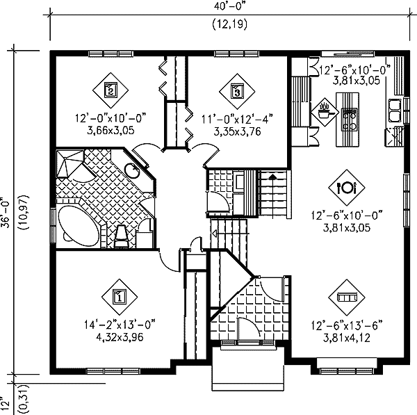 Plan 80019PM: Attractive 3 Bedroom Split Level - Floor Plan - Main Level