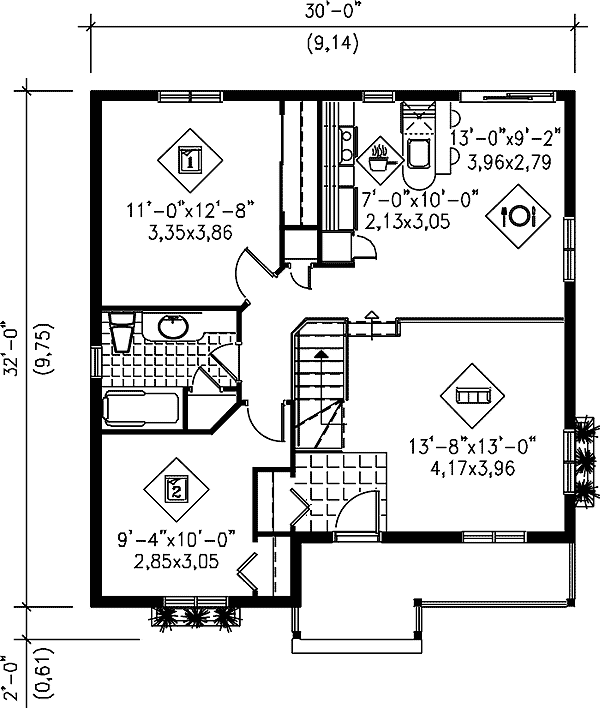 Plan 80363PM: Simple Two Bedroom Cottage - Floor Plan - Main Level - Cottage, Traditional