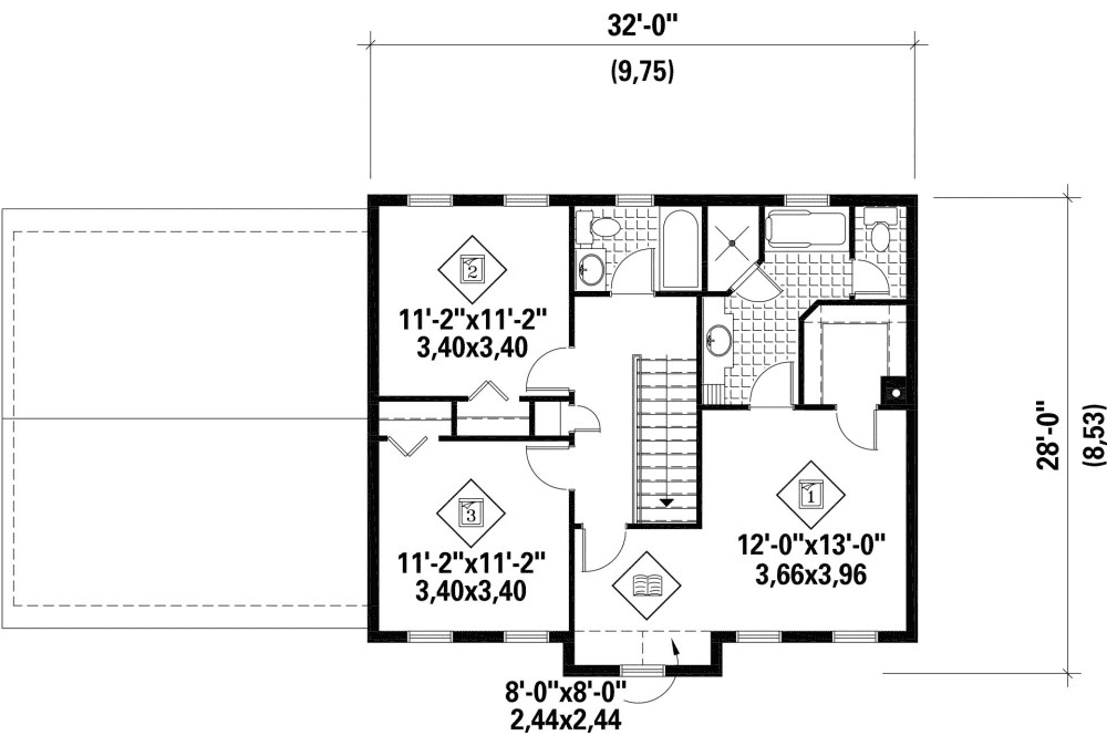 Plan 80486PM: 3-Bed House Plan with Upstairs Master Bedroom with Sitting Room - Floor Plan - 2nd Floor - Colonial, Traditional