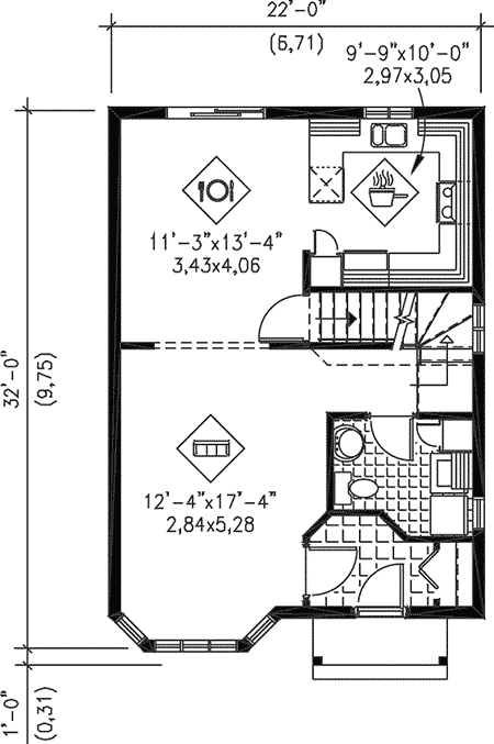 Plan 80548PM: Two-Story Traditional for a Narrow Lot - Floor Plan - Main Level - Traditional, Victorian