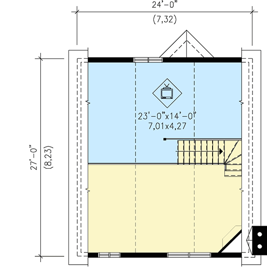 Plan 80565PM: Vacation Getaway with Loft - Floor Plan - 2nd Floor - Bungalow, Vacation