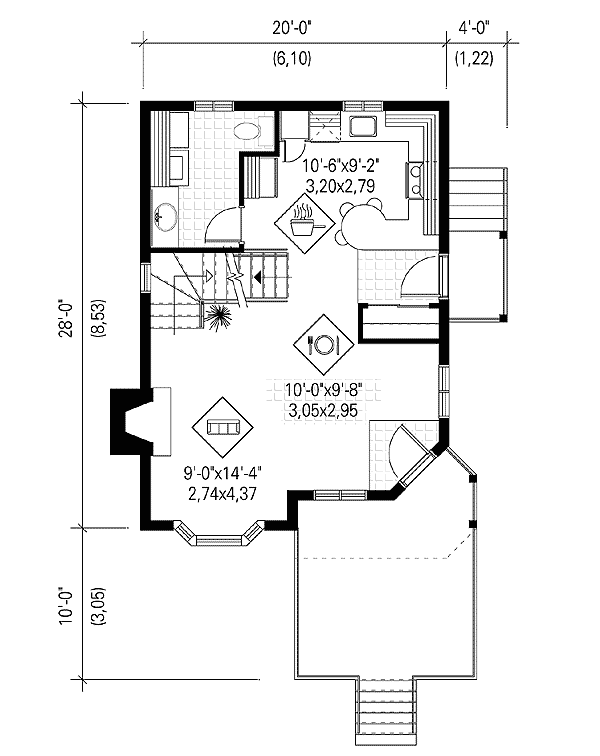 Plan 80567PM: Double-Decker Decks - Floor Plan - Main Level - Country
