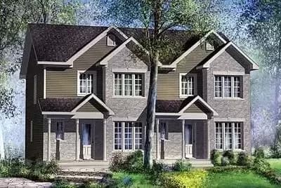 Duplex House Plan with 2 and 3 Bed Units - 1237 Sq Ft