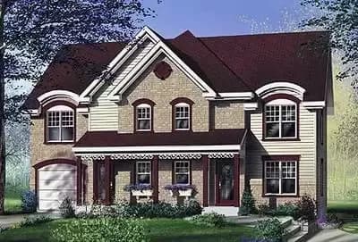 Duplex House Plan with Asymmetrical 3 Bed Units - 1323 Sq Ft and 1549 Sq Ft