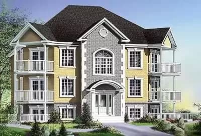 6-Unit House Plan with 2 Units Per Floor - 2 Beds 1 Bath - 1082 Sq Ft