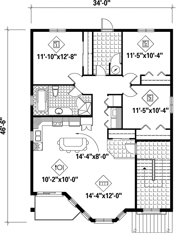 Plan 80586PM: Handsome Tri-Plex - Floor Plan - 2nd Floor